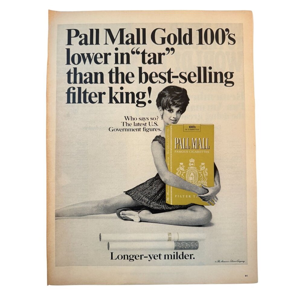 Vintage 1969 Pall Mall Gold Cigarette Tobacco Advertisement Print Ad